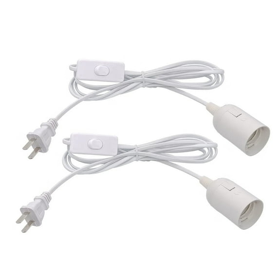 Plug in Hanging Light Kit,Retro Hanging Lights with Plug in Cord,E26 E27 Industrial Pendant Light Fixture,9.8 FT Cord with On/Off Switch Hanging Lamp for Living Room Bedroom 2 Pack (White)