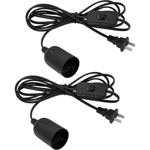 Plug in Hanging Light Kit, Retro Hanging Lights with Plug in Cord, E26 E27 Industrial Pendant Light Fixture, 9.8 FT Cord with On/Off Switch Hanging Lamp for Living Room Bedroom 2 Pack (White)