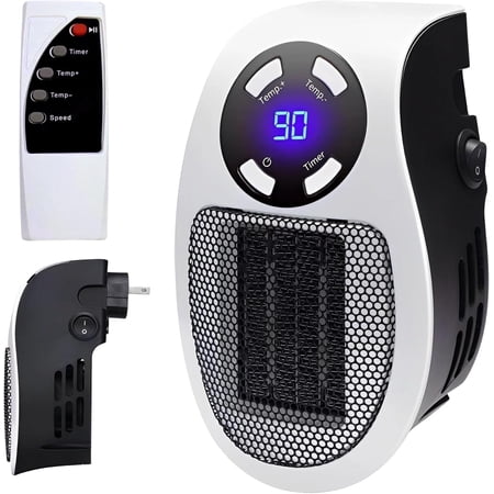 Plug in Heaters for Indoor Use - 2025 Upgraded 500W Space Heaters, Quiet Portable Heater with Thermal Protection, Small Electric Heater with LED & Timer, Safe Mini Heater for Bedroom, Bathroom
