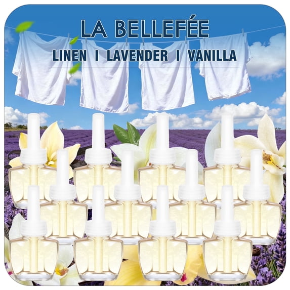 Plug In Air Fresheners 12 Refills , Vanilla Lavender Linen Scents for Home Fragrance, Compatible with Glade & Air Wick