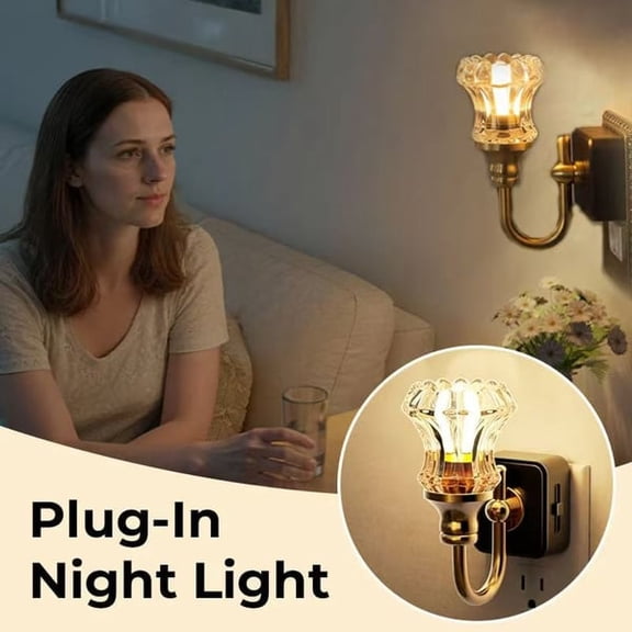 Plug-In Night Light - Elegant Crystal-Style LED Wall Light - Soft Glow Warm Ambient Lamp - Space-Saving Decorative Night Light for Bedroom, Hallway & Bathroom 2026