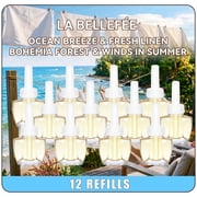 Plug-In Refills Air Freshener, 12-Pack with Ocean, Linen, Forest & Summer Breeze Scents for Home, Compatible with Air Wick & Glade