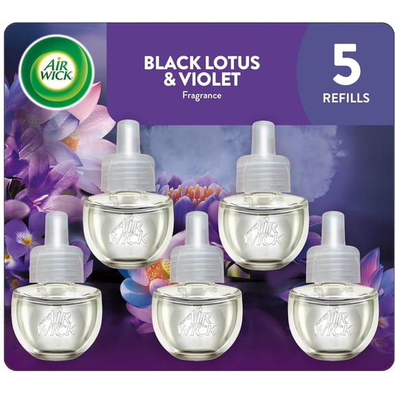 Plug In Scented Oil Refill, Infused with Essential Oils, Plug In Air Fresheners for Home, Black Lotus & Violet, 5 ct