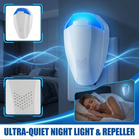 Plug-In Ultrasonic Pest Repeller With Night Light, Mouse & Mosquito Repellent Device, Us Plug, 1 Pack