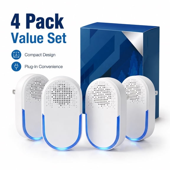 Plug-In Ultrasonic Pest Repeller with Blue Indicator Light, Compact Indoor Electronic Deterrent for Mice, Roaches, Ants, Spiders and Common Pests
