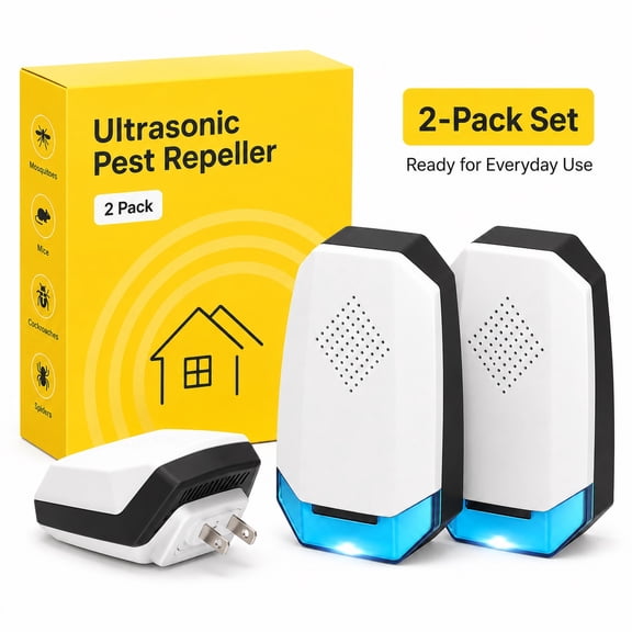 Plug-In Ultrasonic Pest Repeller with Blue Indicator Light, Indoor Electronic Deterrent for Mice, Roaches, Ants, Spiders and Common Household Pests