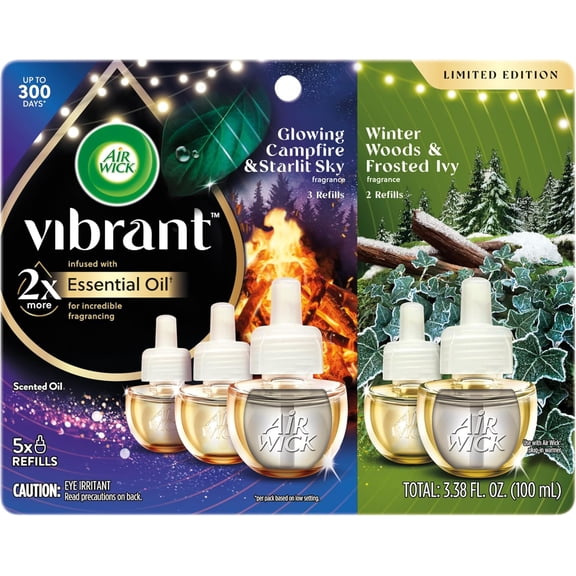 Plug In Vibrant Scented Oils Refills, Campfire & Starlit Sky, 5 ct