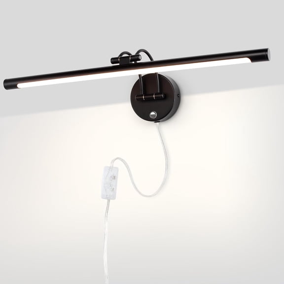 Plug in LED Light Panels Bar 24 inch Vanity Lights Matte Black Bathroom Vanity Light Rotatable Head Bathroom Lighting Fixtures Over Mirror 3CCT Dimmable Wall Sconce Picture Lamp