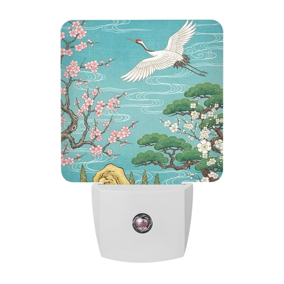 Tree Led Night Light Plug in LED Night Lights Japanese Crane Abstract Clouds Nightlight with ...