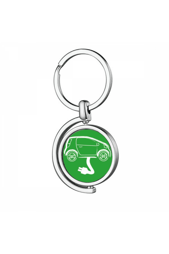 Plug Line Energy Vehicles Protect Environment Rotating Keychain Metal Keyring Holder