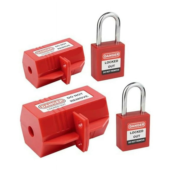 Plug Lock for Lockout Tag Kit, Cord 110 Volt and 220 Power Lock,Red Electrical Cover A