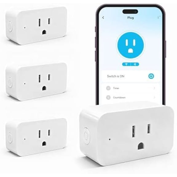 Plug Max 15A/1800W, Compatible with Alexa and , No Hub Required, & 2.4GHz WiFi Setup, Outlet with APP Control, Timer & Schedule, 4Pack