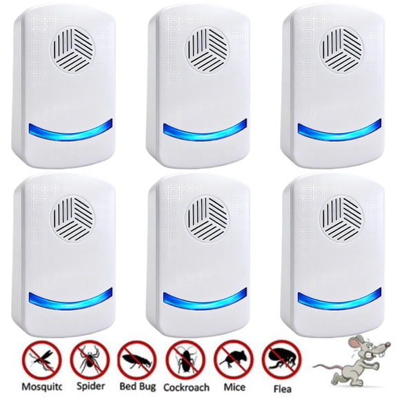 Plug in Mouse Repeller Indoor Ultrasonic Rodent Repeller, Electronic Pest Control for Bugs, Mice Deterrent Homes Garage Warehouse Office, 6-pack