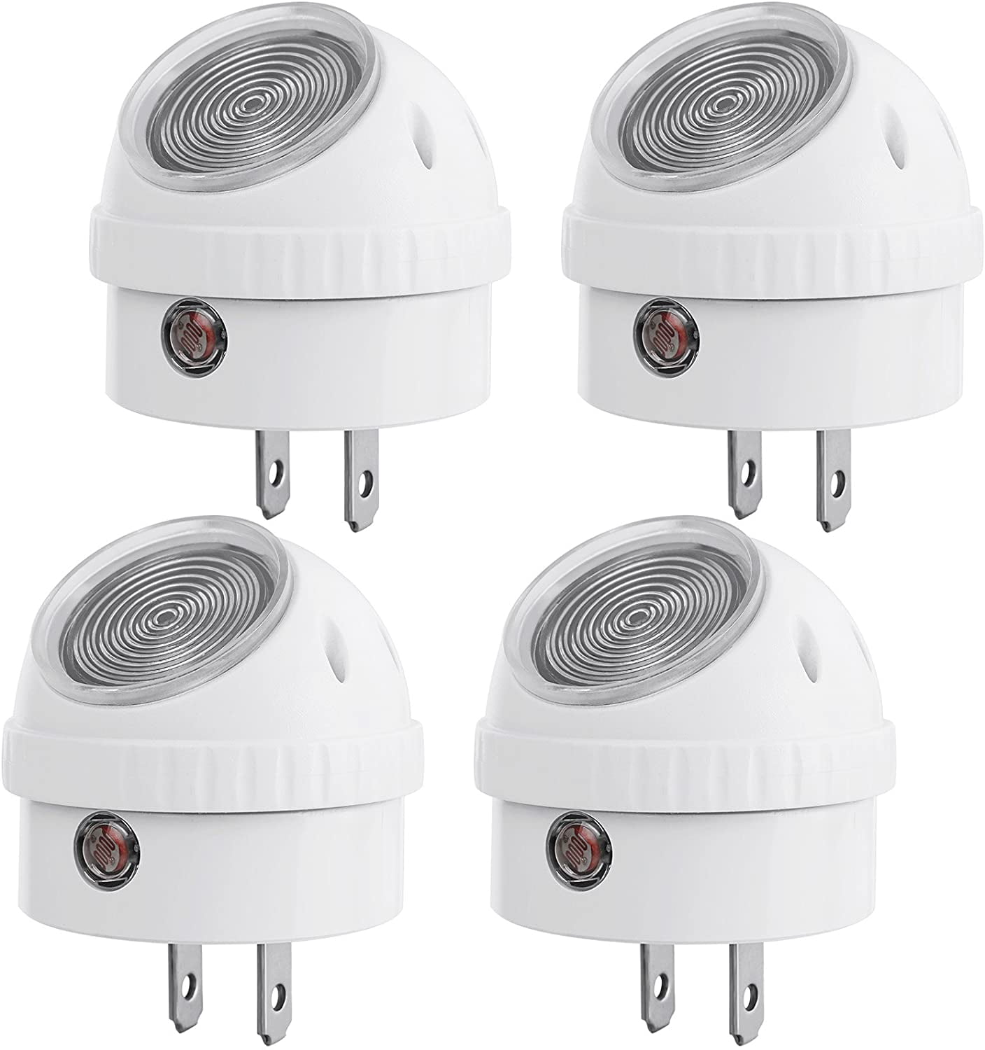 Plug in Night Lights into Wall, Dusk to Dawn Sensor, 360° Rotating, Directional LED Nightlights for Kids, Nursy, Hallway, Bathroom, Bedroom, Cool White, 4 Pack