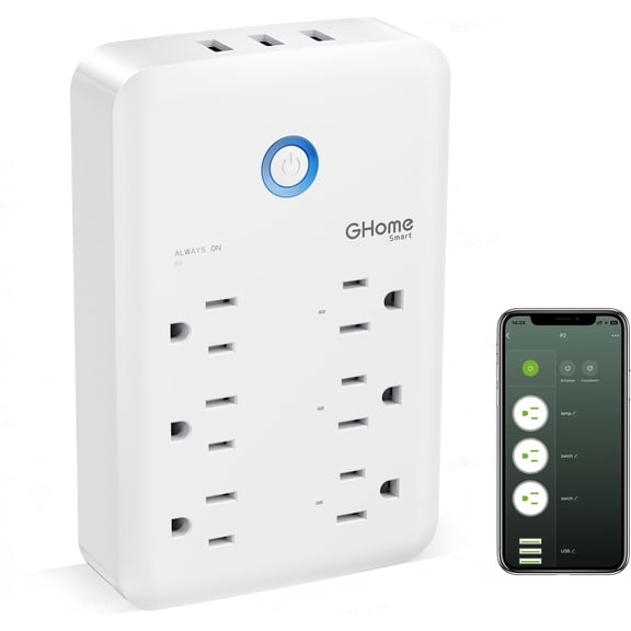 Plug Outlet Extender, USB Wall Charr with 3 Individual Smart Outlets and 3 Smart USB Ports, Works with Alexa Google Home, Sur Protector Plug Extender for APP Control,15A/1800W