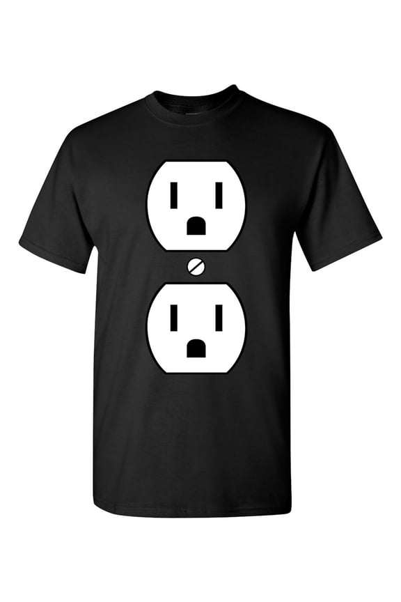 Plug Outlet Face Party Costume Funny Humor DT Adult T-Shirt Tee
