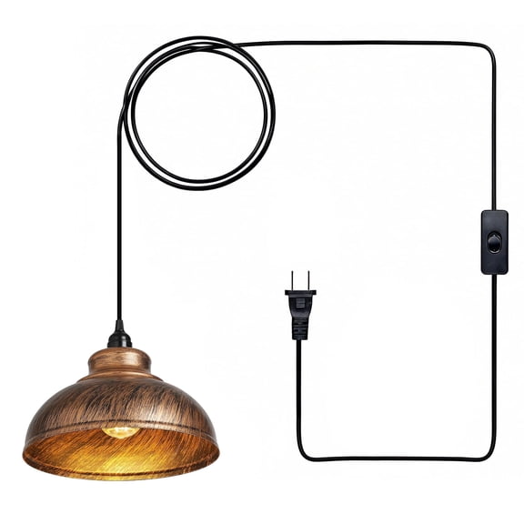 Plug in Pendant Light: Farmhouse Hanging Light Plug in, 14.7ft Swag Lamp Cord with On/Off Switch, Rustic Hanging Lamp for Kitchen Island, Dining Room, Bedroom, Living Room, E26 No bulb