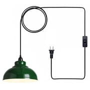 Plug in Pendant Light Green Hanging Lamp Plug in, 14.7ft Swag Lamp Cord with On/Off Switch for Kitchen Island/Dining Room/Bedroom/Living Room Hanging Light, No bulb