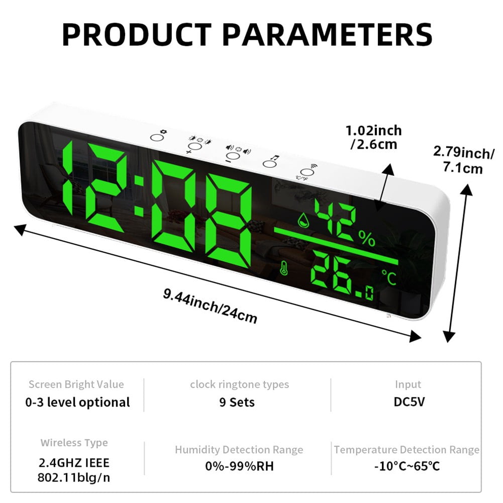 Plug & Play Desktop Timer Alarm Clock with Temperature Large Screen ...