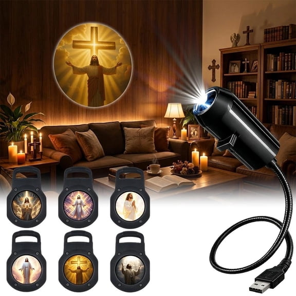 Plug and Play HD USB Holy Glow Christian Jesus Light Projector Light,Plug in Virgin-Mary & Jesus Night Light Projector Night Light with Patterns for Bedroom Ceiling Desk Christian Gift