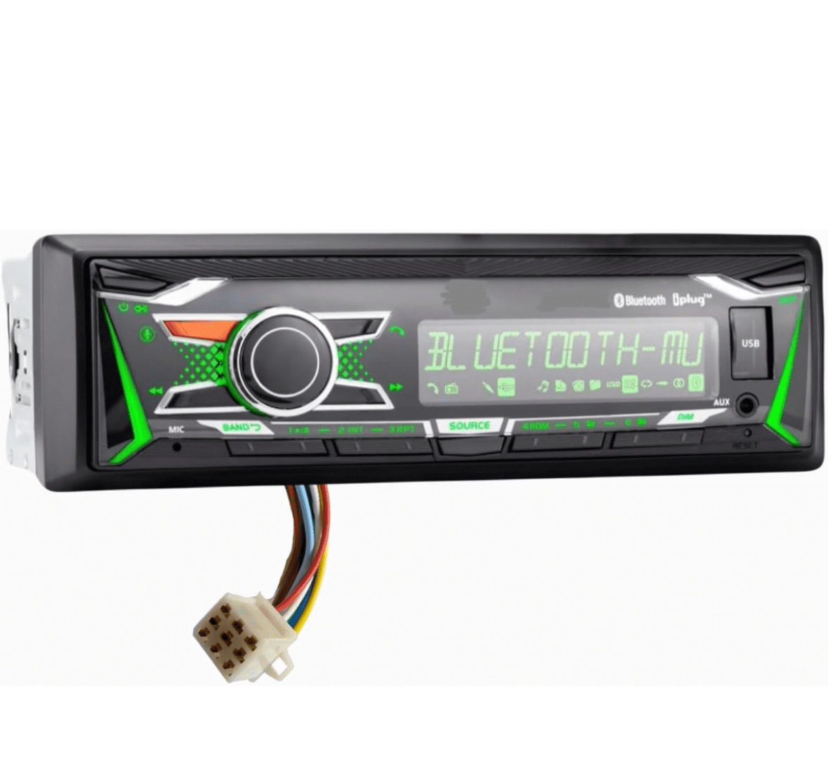 Plug & Play Bluetooth Radio For Kubota Tractor - Single Din, AM/FM, USB, Color Changing Display - View #2