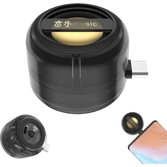 Plug & Play Portable Speaker Amplifier for Phone Type-C Sound Booster with Clear Bass, Small Loudspeaker for Tablet, MP3, Smartphone, Home & Travel (RL Black, 1 PC)