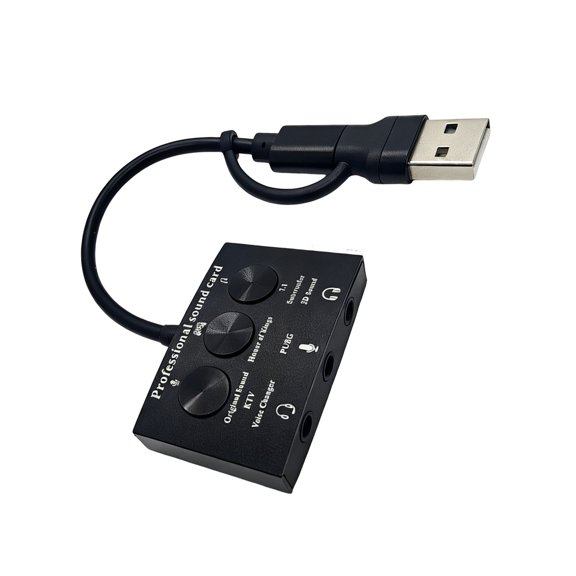 Plug & Play USB C External Sound Card 7.1 Channel Virtual Surround Stereo Sound Adapter For Laptop