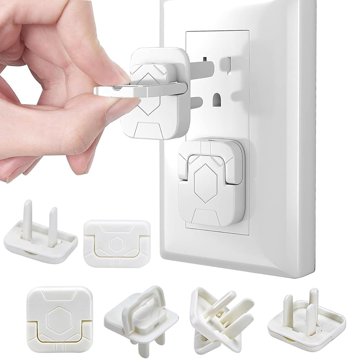 Plug Protector Units, Electrical Contact Protectors, 50pcs-2 and 3 Hole, Child Safe Plastic Covers, With Hidden Handle for Family and Office (A)
