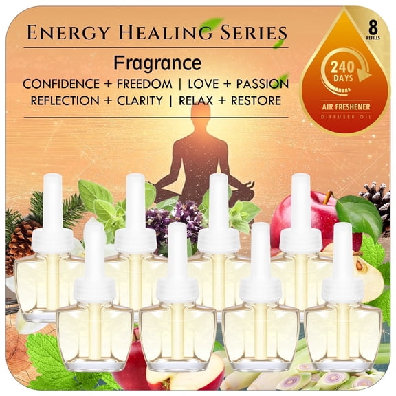 Plug In Air Freshener Refills, 8 Count Scented Essential Oils with Notes of Floral, Fruity, Fougère Aromatic, Woody, Compatible with Air Wick & Glade