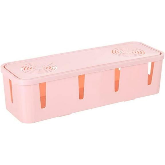 Plug Socket Dust Safety Box Pink Cable Hider Box for Storage and Organization of Cords Wires and Cables for Desk and Home Use