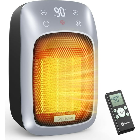 Plug In Space Heater for Indoor Use, 800W Small Wall Outlet with Remote and Thermostat, LED Display, 12H Timer, Overheat Protection Bathroom Bedroom Office Home