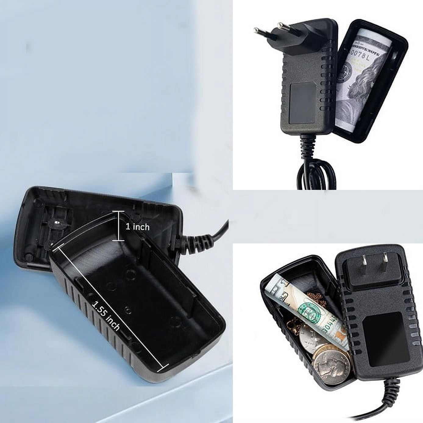 Plug Storage Realistic Looking Charger Wall Plug Diversion Safes Containers Secret Hidding Spot for Cash & Valuables Fake Plug Hidden Charger Holder Safe for Home Security & Travel Secret Storage Box