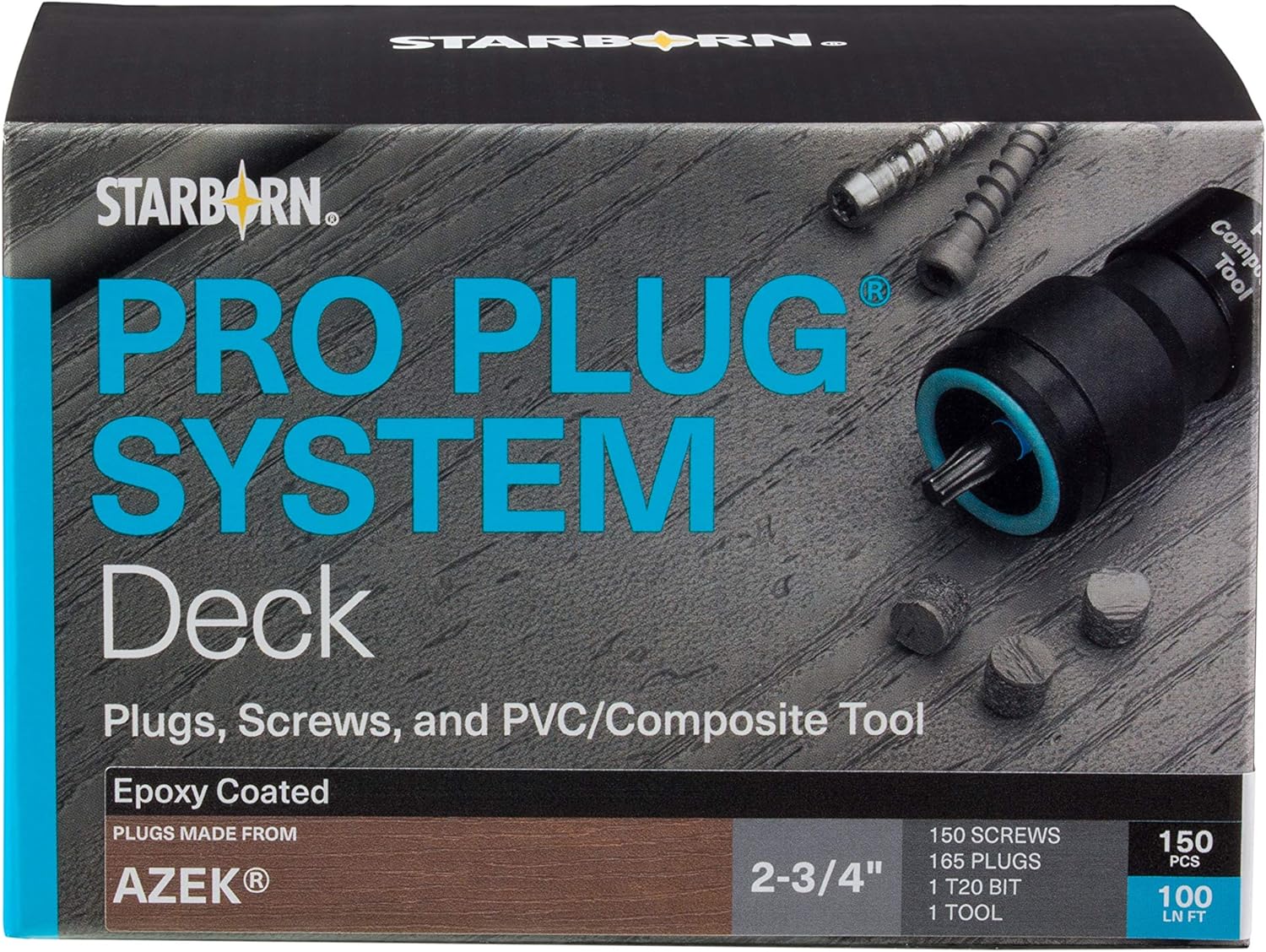 Plug System Plugs And Epoxy Screws For Azek English Walnut, 165 Plugs