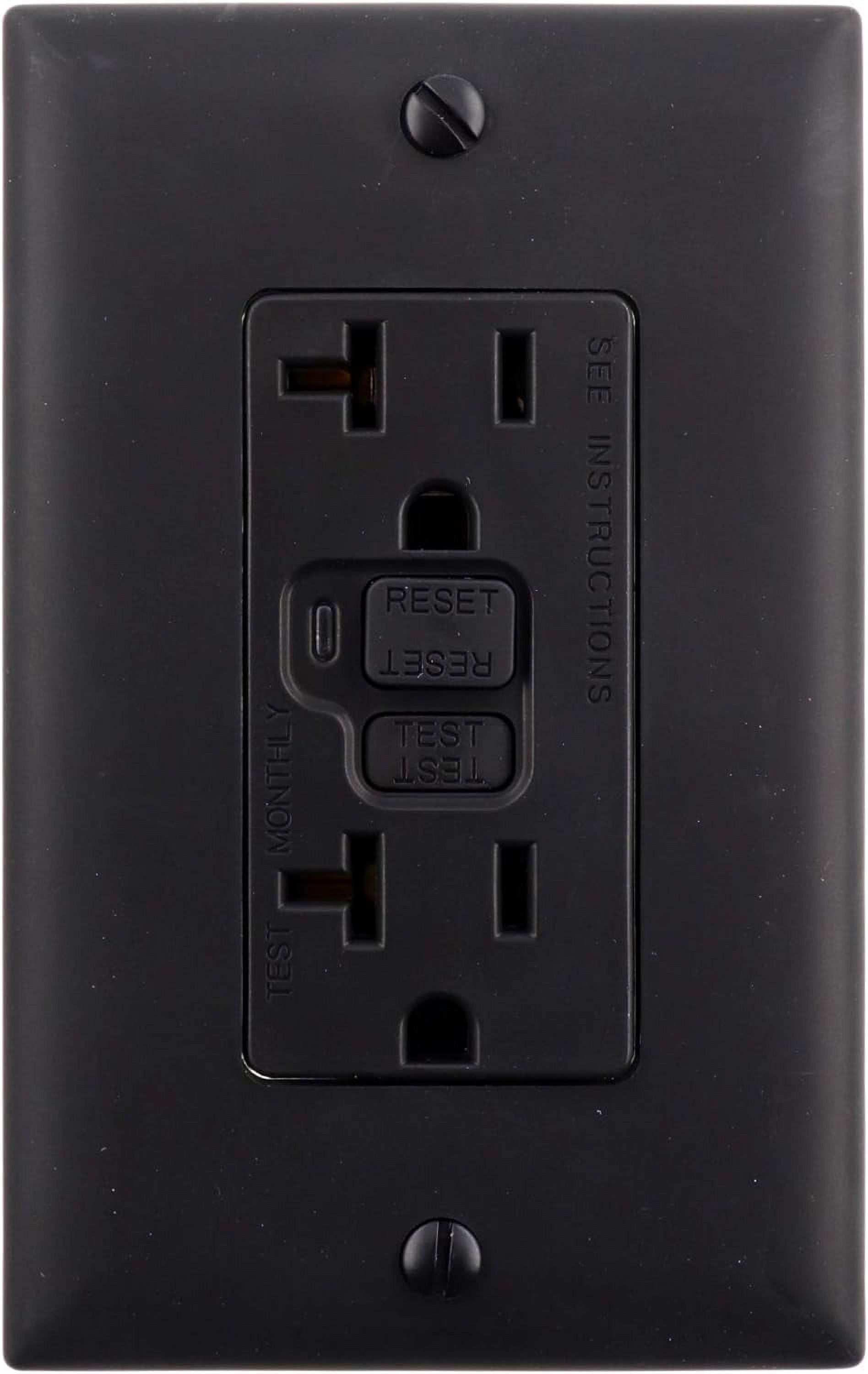 PlugTail GFCI Receptacle, 520R, 20A, 125V, Black