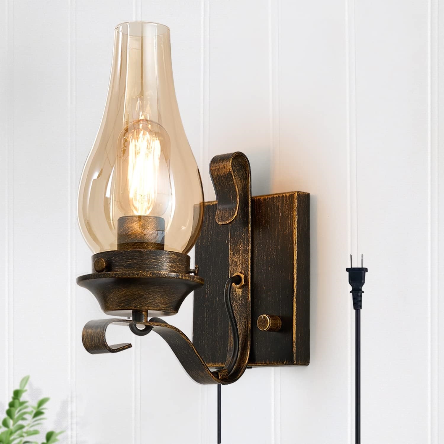 Plug in Wall Sconce,Oil Rubbed Bronze Wall Sconces,Retro Rustic Wall