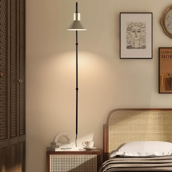 Plug in Wall Sconce with Switch, Indoor Horn Cover Wall Mounted Lamp with E26 Base, Long Wall Light for Bedroom Living Room Study Hallway Bedside1PCS