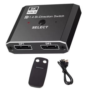 Plug and Play DP Switcher with Remote Control Easy One-Button Operation, Supports 8K 4K Displays Home Office Multimedia Experience