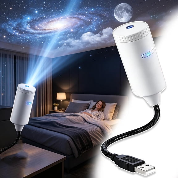 Plug and Play HD Star Projector, HD Smart Dynamic 5d Holographic Night Light Projector, 360° Adjustable 2-in-1 Galaxy Projector Night Light