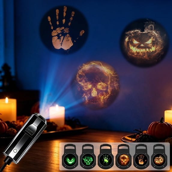 Plug and Play HD Star Projector Halloween 2-in-1 Set,With USB gooseneck, HD lens. for window, car, party, decor.(B)