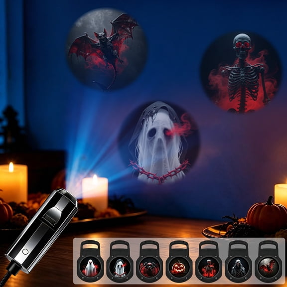 Plug and Play HD Star Projector Halloween 2-in-1 Set,With USB gooseneck, HD lens. for window, car, party, decor.(C)