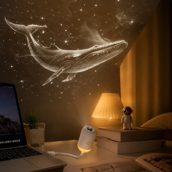 Plug-and-Play USB Star Projector Night Light 360 Degree Rotatable 2 In 1 Dynamic 5D Holographic Galaxy Lamp Adjustable Brightness Living Room Decor Lamp,With 1 Films