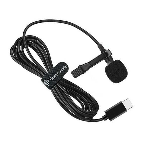 Plug and Play USB Type C Clip On Mic for Computer,Portable and Podcasting Microphone with 2m Long Cable Black