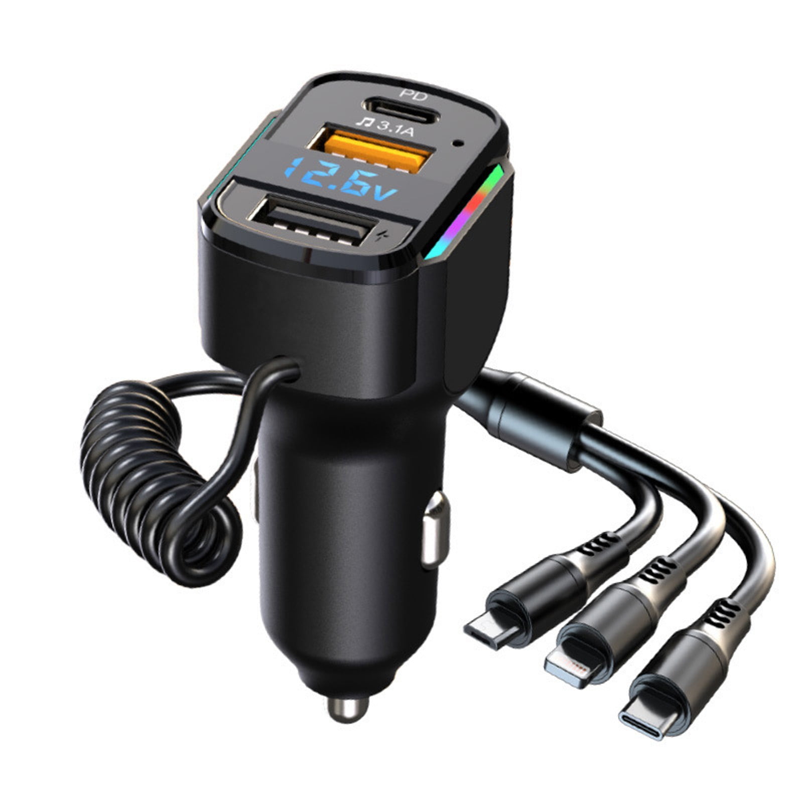 Plug in Car Heater 12v New 3 I N 1 Spring Fast Charging Ca Ble Car Charger With Dualing USB Car