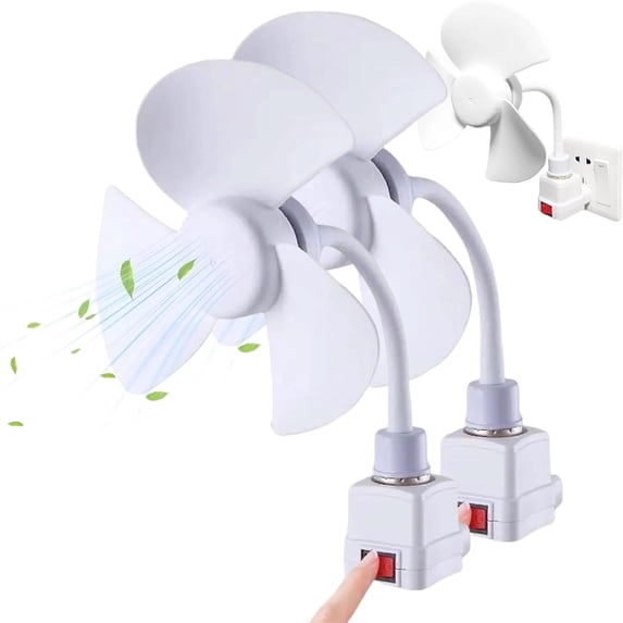 Plug in Ceiling Fan, Socket Fan Kit with Plug Adapter, Mini Quiet Electric Fan with Flexible Gooseneck, Plug-in & Light Bulb Base Compatibility