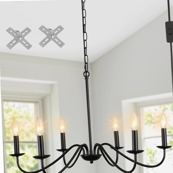 Plug in Chandelier Lighting with Long Cord, 6 Light White