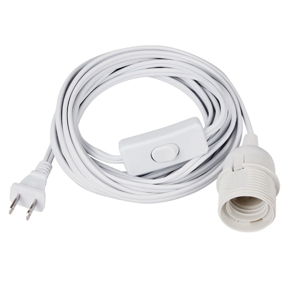 Plug-in Chandelier Wire Kit 16ft, 2 sets of E26 socket chandelier extension cord with on/off switch, durable chandelier wiring kit for DIY ceiling lights