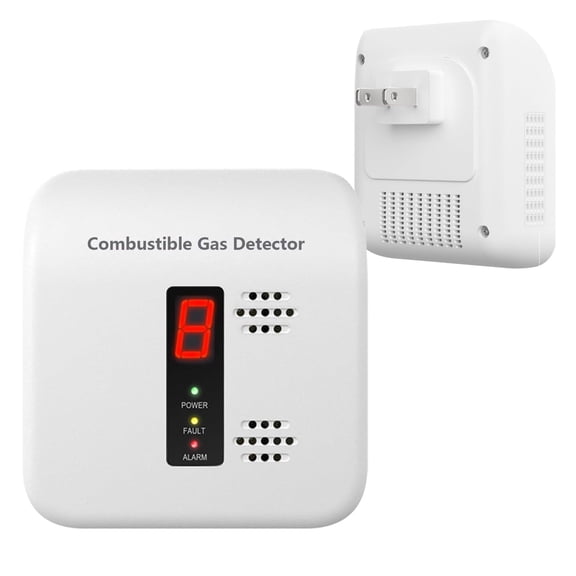 Plug-in Combustible Natural Gas Detector, AC 110V Gas Leak Alarm with Digital Display, 85dB Audible & Visual Alert for Home Kitchen