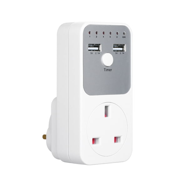 Plug-in Countdown Timer Switch with 2 USB Ports Dual 5V 2.1A Electrical Outlet Switches for Home Appliances Energy Saving Wall Timer Socket Max 2900W 13A (4.3 x 2.1 x 1.8 inches / 11 x 5.3 x 4.5 cm)