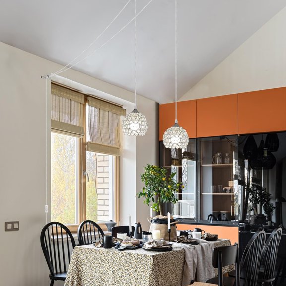 Plug-in Crystal Chandelier Lighting with Long Cord 13.12ft and On/Off Switch, Hanging Pendant Lights with Plug in Cord for Kitchen Island Bedroom Dining Room