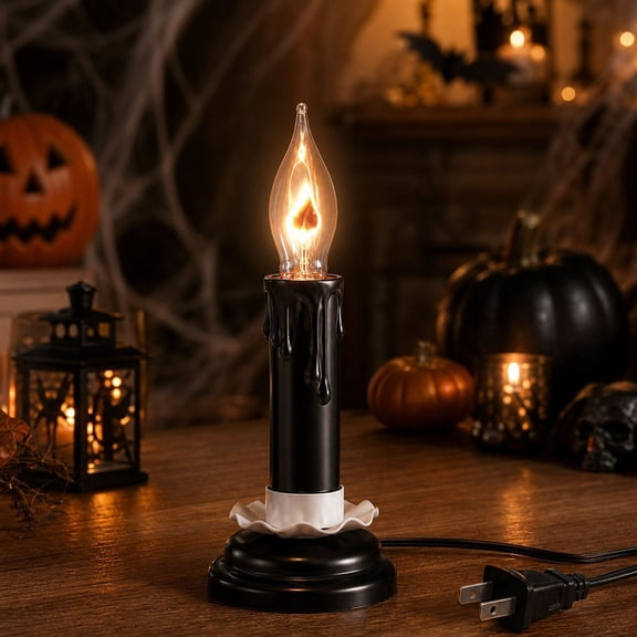 Plug-in Flickering Flame Candle Lamp US Plug Retro Drip Wax Lotus Base Christmas Decor